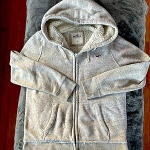 Hollister, sherpa lined hoodie zip up.